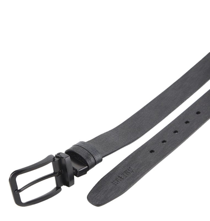 Dualist Pin Buckle Reversible Top Grain Leather Belt - Black Blue