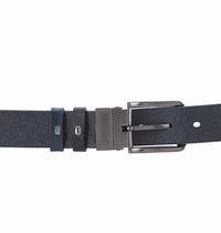 Dualist Pin Buckle Reversible Top Grain Leather Belt - Black Blue