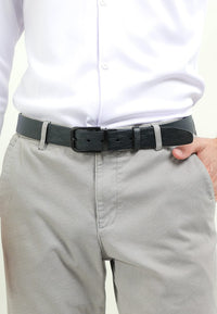Dualist Pin Buckle Reversible Top Grain Leather Belt - Black Blue