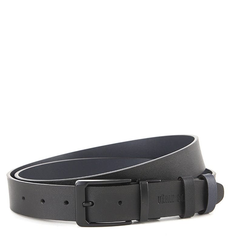 LineShift Pin Buckle Reversible Top Grain Leather Belt - Black Blue