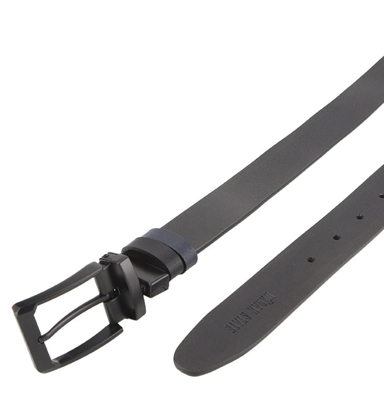 LineShift Pin Buckle Reversible Top Grain Leather Belt - Black Blue