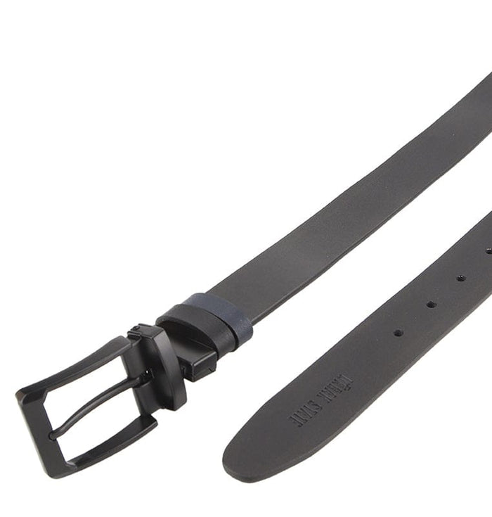 LineShift Pin Buckle Reversible Top Grain Leather Belt - Black Blue