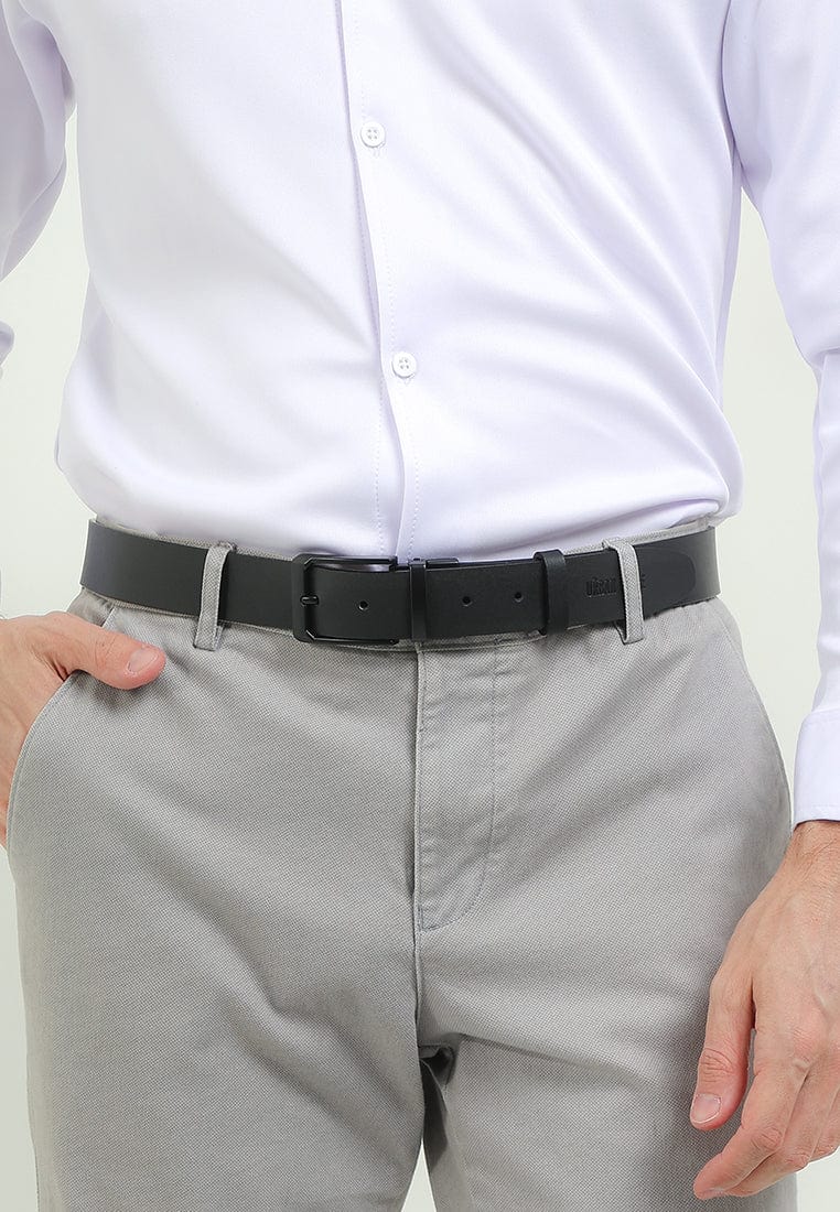 LineShift Pin Buckle Reversible Top Grain Leather Belt - Black Blue