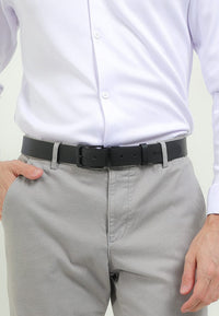 LineShift Pin Buckle Reversible Top Grain Leather Belt - Black Blue