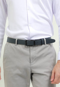 LineShift Pin Buckle Reversible Top Grain Leather Belt - Black Blue