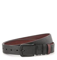 Black Grip Pin Buckle Reversible Top Grain Leather Belt - Black Brown