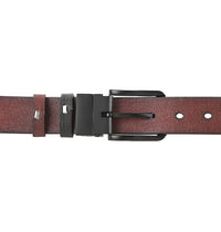 Black Grip Pin Buckle Reversible Top Grain Leather Belt - Black Brown