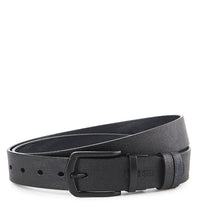 Black Grip Pin Buckle Reversible Top Grain Leather Belt - Black Blue