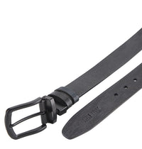 Black Grip Pin Buckle Reversible Top Grain Leather Belt - Black Blue