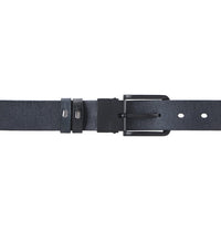 Black Grip Pin Buckle Reversible Top Grain Leather Belt - Black Blue