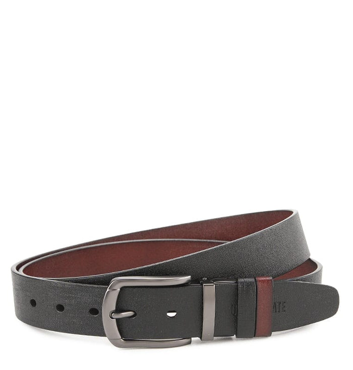 Granite Grip Pin Buckle Reversible Top Grain Leather Belt - Black Brown