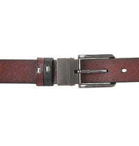 Granite Grip Pin Buckle Reversible Top Grain Leather Belt - Black Brown