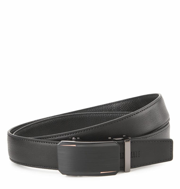 Axis Plate Buckle Top Grain Leather Belt - Black