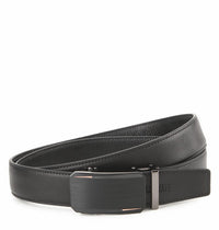 Axis Plate Buckle Top Grain Leather Belt - Black