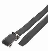Axis Plate Buckle Top Grain Leather Belt - Black