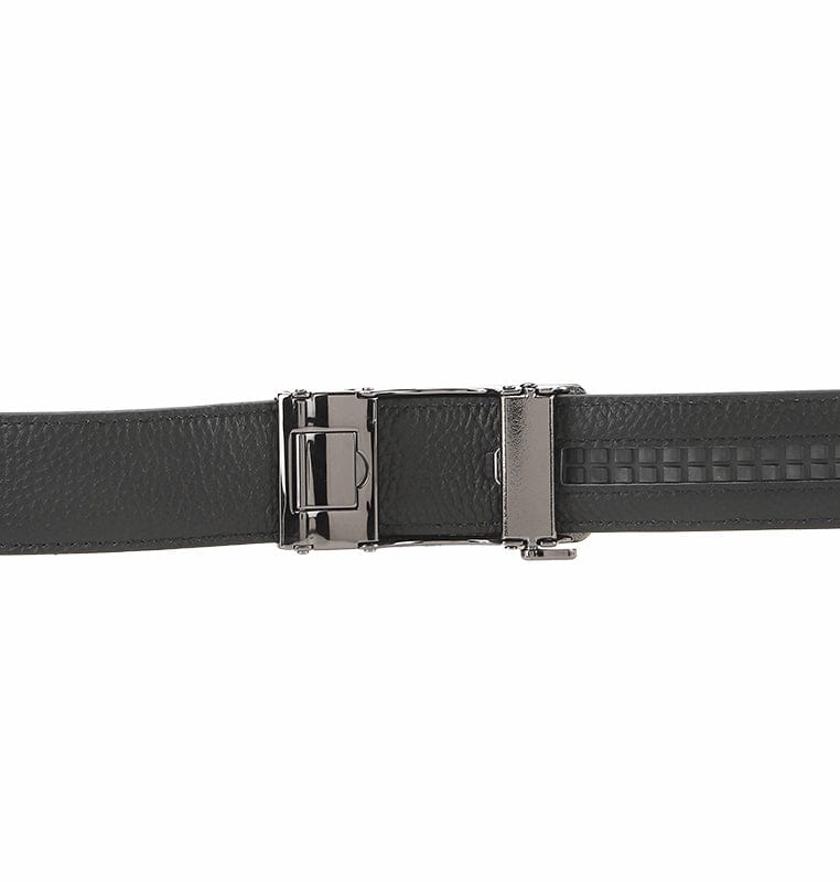 Axis Plate Buckle Top Grain Leather Belt - Black