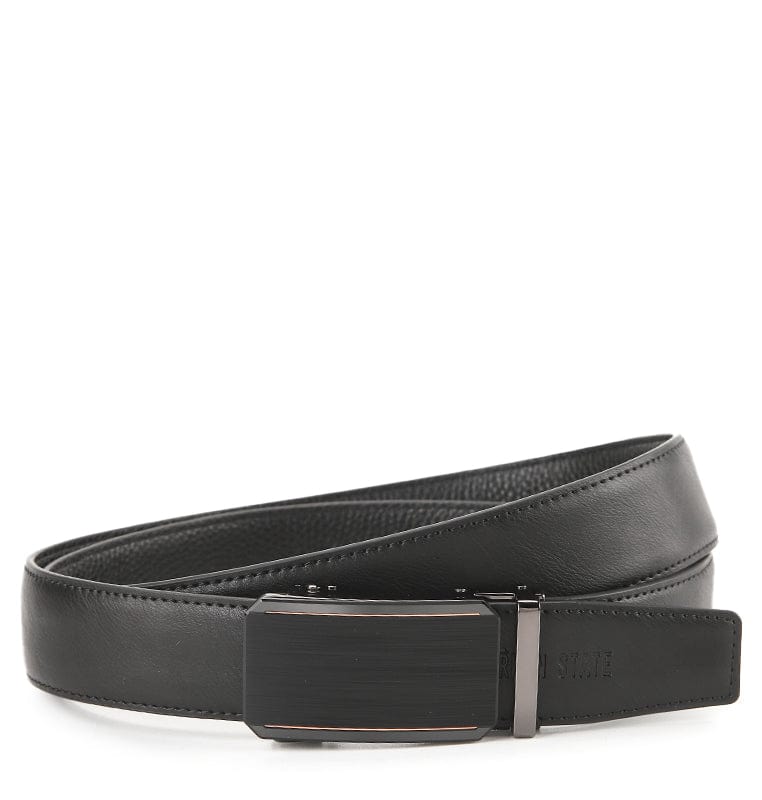 Belvoir Plate Buckle Top Grain Leather Belt - Black