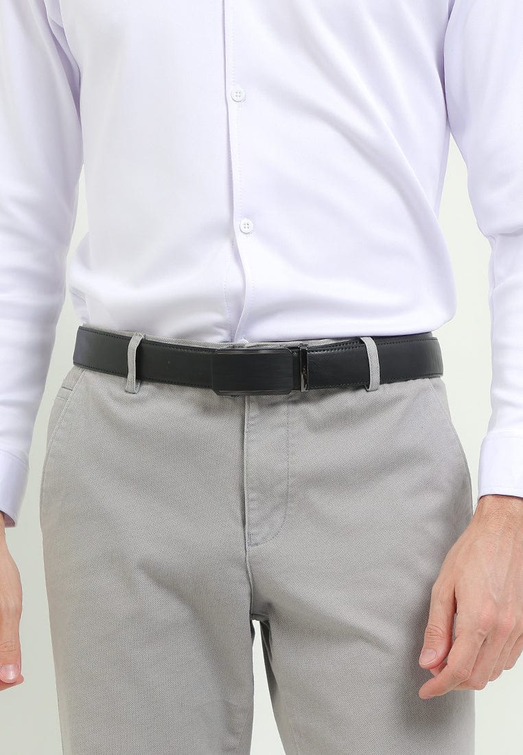 Belvoir Plate Buckle Top Grain Leather Belt - Black