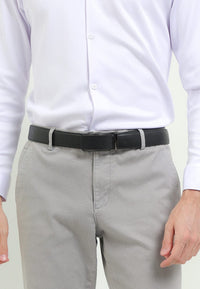 Belvoir Plate Buckle Top Grain Leather Belt - Black