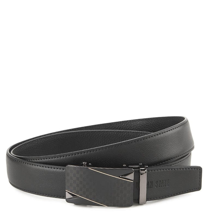 Cavalier Gold Plate Buckle Top Grain Leather Belt - Black