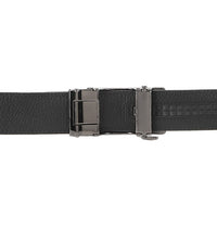 Cavalier Gold Plate Buckle Top Grain Leather Belt - Black