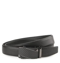 Cavalier Silver Plate Buckle Top Grain Leather Belt - Black