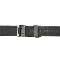 Cavalier Silver Plate Buckle Top Grain Leather Belt - Black