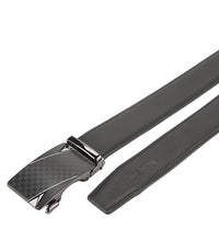 Cavalier Silver Plate Buckle Top Grain Leather Belt - Black