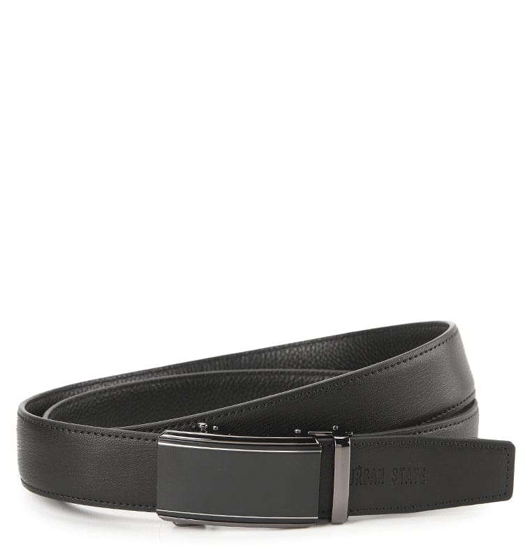 Monarch Line Plate Buckle Top Grain Leather Belt - Black