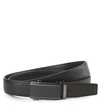 Monarch Line Plate Buckle Top Grain Leather Belt - Black