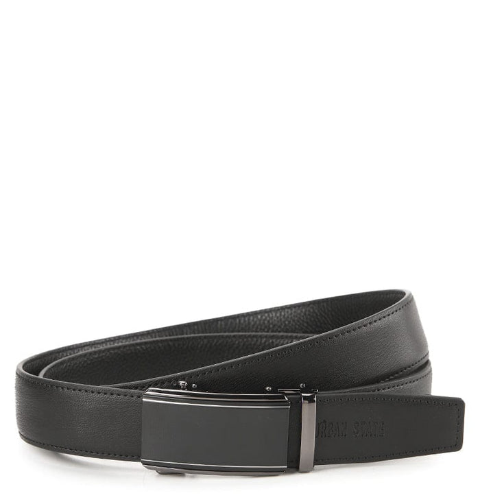 Monarch Line Plate Buckle Top Grain Leather Belt - Black
