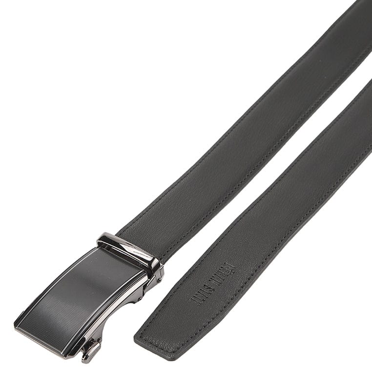 Monarch Line Plate Buckle Top Grain Leather Belt - Black