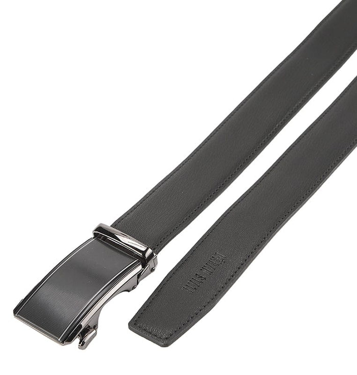 Monarch Line Plate Buckle Top Grain Leather Belt - Black