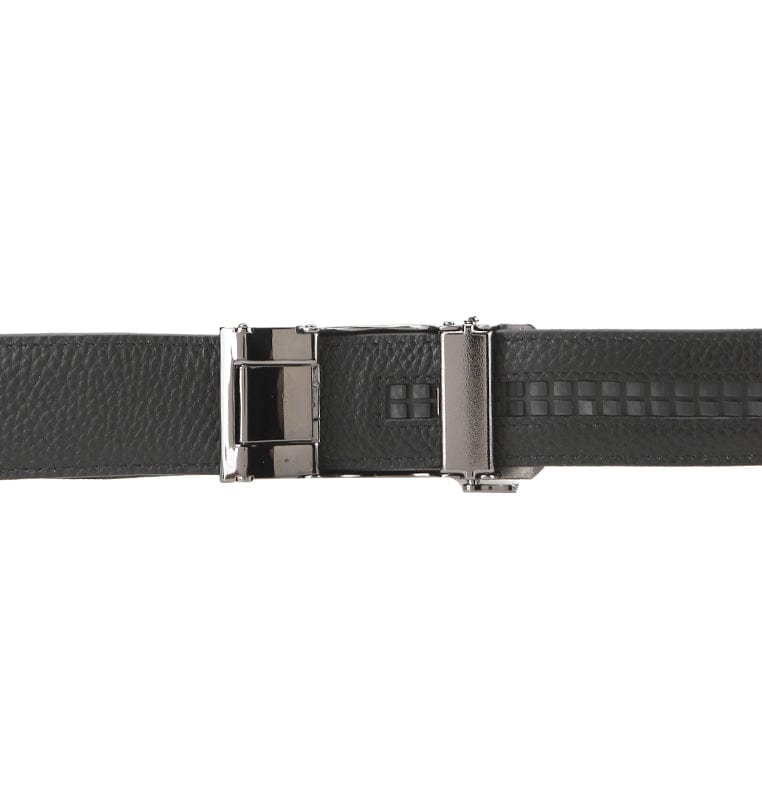 Monarch Line Plate Buckle Top Grain Leather Belt - Black