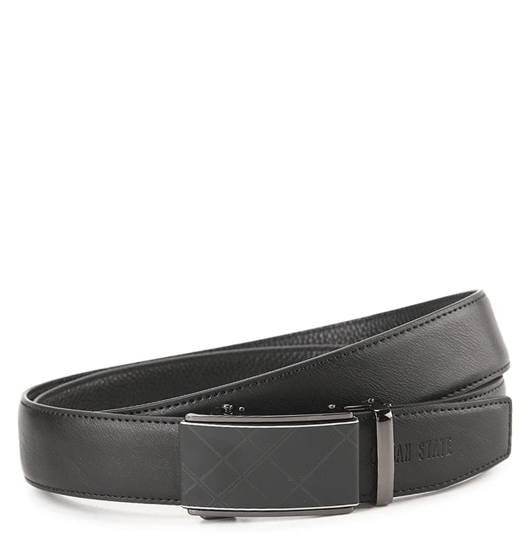 The Windsor Plate Buckle Top Grain Leather Belt - Black