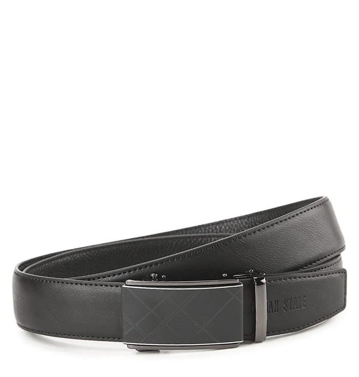 The Windsor Plate Buckle Top Grain Leather Belt - Black
