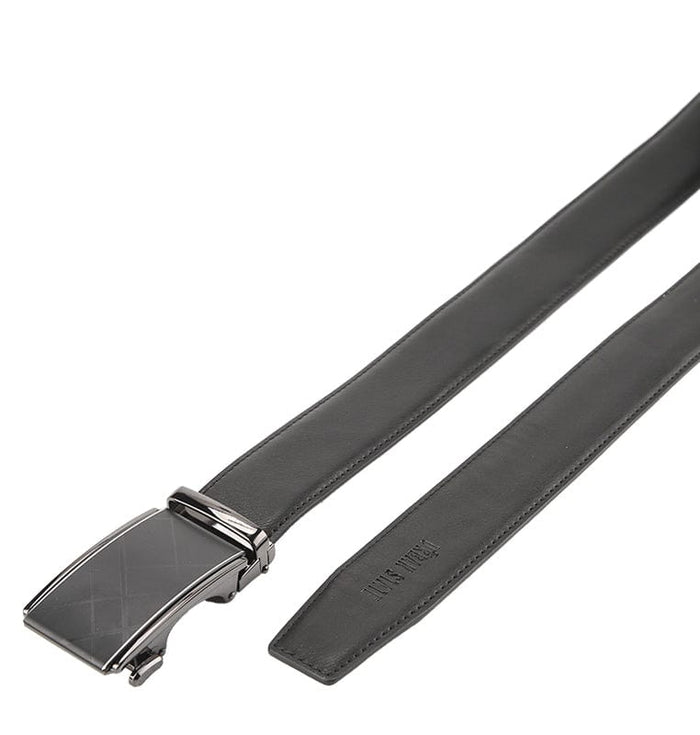 The Windsor Plate Buckle Top Grain Leather Belt - Black