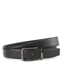 The Seam Pin Buckle Top Grain Leather Belt - Black