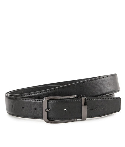 The Seam Pin Buckle Top Grain Leather Belt - Black
