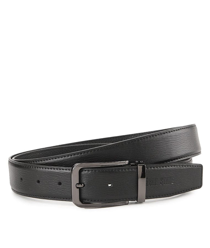 The Seam Pin Buckle Top Grain Leather Belt - Black
