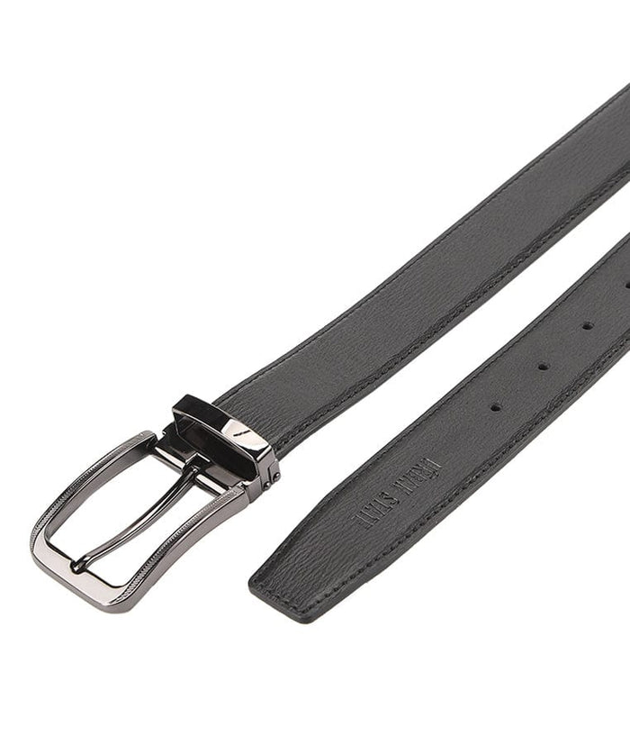 The Seam Pin Buckle Top Grain Leather Belt - Black
