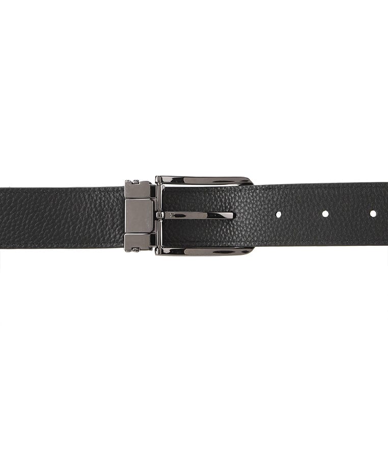 The Seam Pin Buckle Top Grain Leather Belt - Black