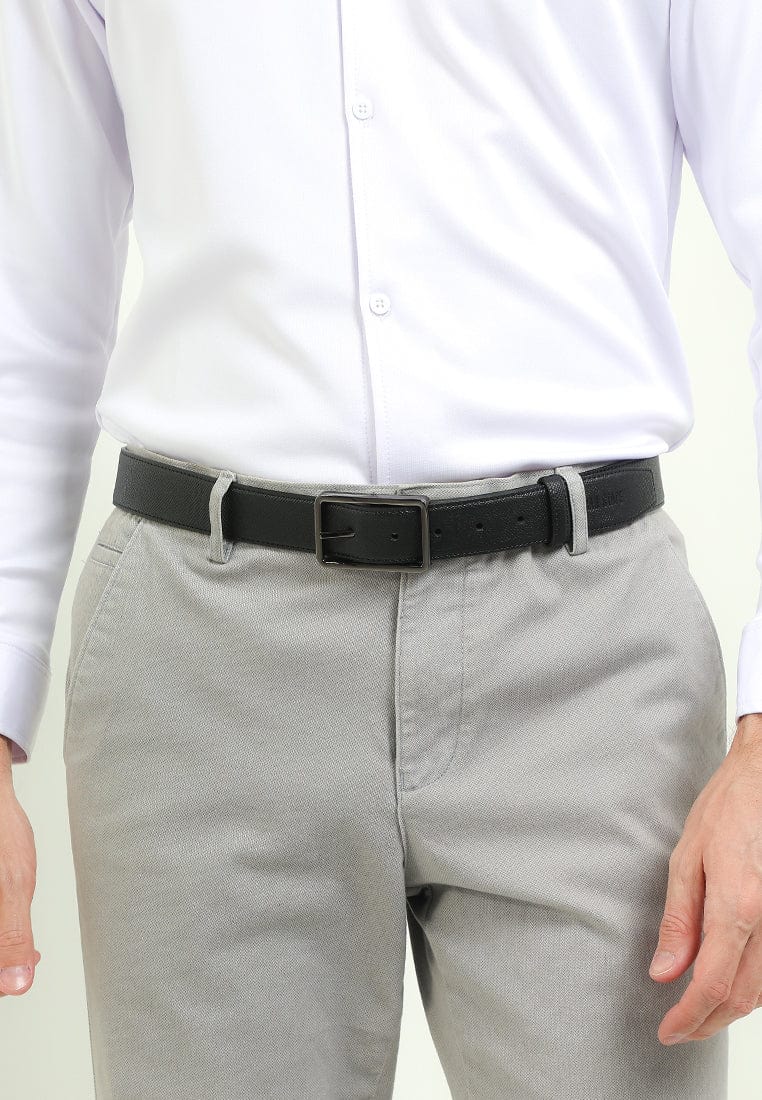 MagLock Pin Buckle Top Grain Leather Belt - Black