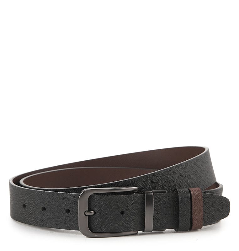 LoopTwo Pin Buckle Reversible Top Grain Leather Belt - Black Brown