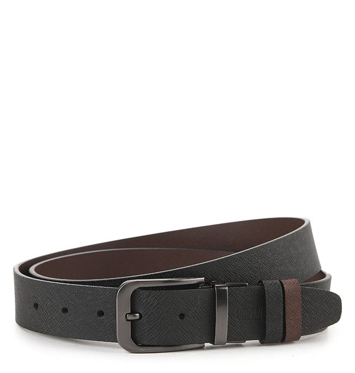 LoopTwo Pin Buckle Reversible Top Grain Leather Belt - Black Brown