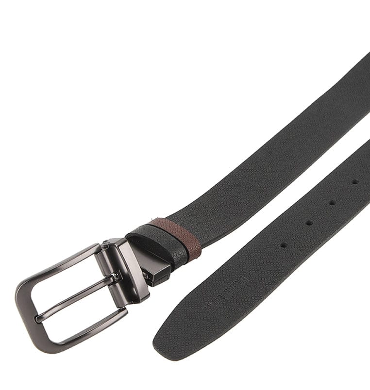 LoopTwo Pin Buckle Reversible Top Grain Leather Belt - Black Brown