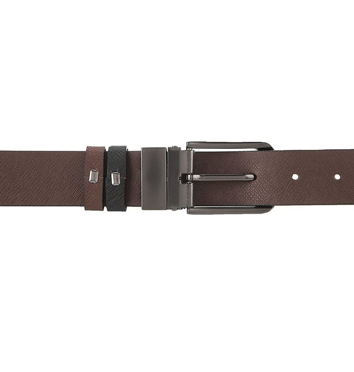 LoopTwo Pin Buckle Reversible Top Grain Leather Belt - Black Brown