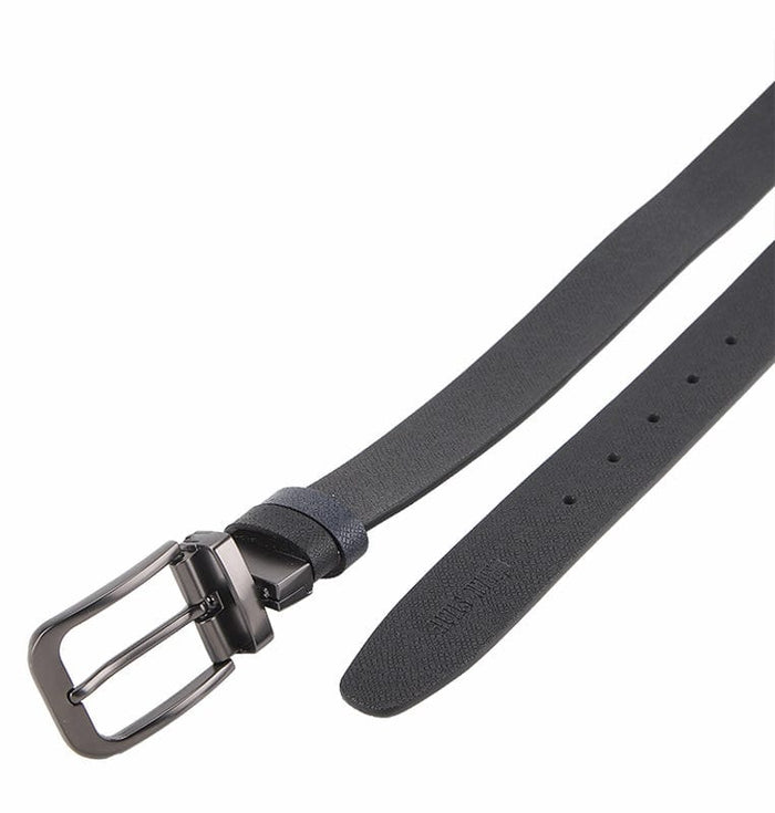 LoopTwo Pin Buckle Reversible Top Grain Leather Belt - Black Blue