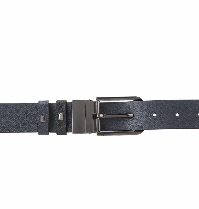 LoopTwo Pin Buckle Reversible Top Grain Leather Belt - Black Blue