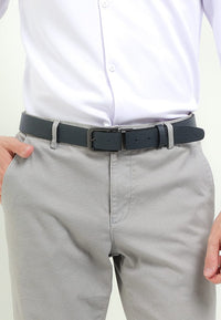 LoopTwo Pin Buckle Reversible Top Grain Leather Belt - Black Blue